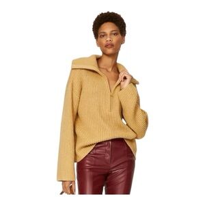 Sweet Baby Jamie Half Zip Sweater Long Sleeve in Yellow Wool Blend Size Small